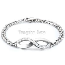 Brazalete de acero inoxidable para mujer, pulsera de cristal 8 de 7,9 pulgadas de longitud-5mm de ancho 2024 - compra barato