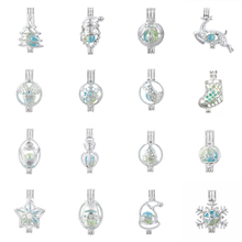 1pcs Silver Christmas Tree Snowflake Deer Star Oyster Pearl Cage Jewelry Making Beads Cage Pendant Essential Oil Diffuser Locket 2024 - buy cheap