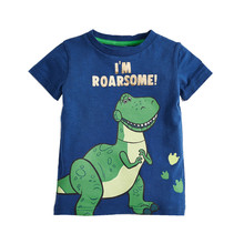 Футболка для мальчиков с изображением динозавра Jumping meters, Детская футболка для девочек, летняя одежда, футболка для мальчиков, Детская футболка с принтом животных 2024 - купить недорого