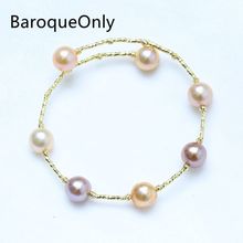 BaroqueOnly 7 Pearls Adjustable Bangle Bracelet Silver/yellow Color Fresh Water Edison Pearl Bangle Fashion Jewelry HQ 2024 - buy cheap