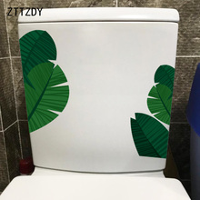 Zttzdy 22.3*24cm folhas de plantas verdes adesivo criativo de vaso sanitário decoração do banheiro decalque de parede do lar esqueleto 2024 - compre barato