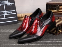 Men Red Handmade Pointed Toe Low Heel Shoes Formal Business Party Dress Shoes Stage Nightclub Loafers 2024 - buy cheap