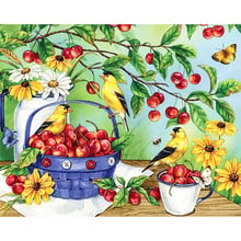 Pintura completa com miçangas, flor e pássaro, mosaico de frutas, faça você mesmo, pintura de diamante, ponto de cruz, bordado, artesanato decorativo para casa 2024 - compre barato