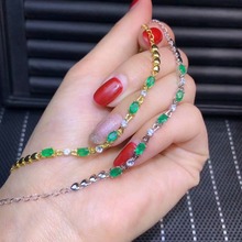 shilovem 925 sterling silver real green Emerald Bracelets fine Jewelry women trendy wedding plant wholesale 3*4mm yhl0304019agml 2024 - buy cheap