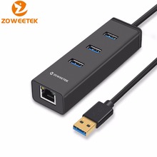 Zoweetek 3 Порты док-станция USB 3,0 для RJ45 Gigabit Ethernet LAN Вай-Фай адаптер 10/100/1000 Мбит/с проводной сетевой карты для Windows, Mac Linux 2024 - купить недорого