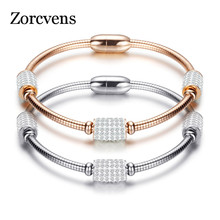 ZORCVENS-pulsera de cuentas de cristal para mujer, cadena de serpiente de acero inoxidable, Color oro rosa, joyería de boda 2024 - compra barato