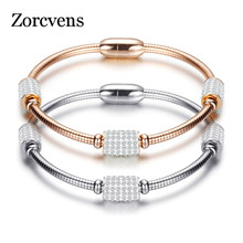 ZORCVENS New Arrival Women Crystal Bead Bracelet Rose Gold Color Stainless Steel Snake Chain Fashion Women Wedding Jewelry 2024 - buy cheap