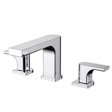 Deck Mounted Widespread Bathroom Basin Faucet Chrome Plated Brass Dual Handle Three Holes Water Mixer Tap 2024 - buy cheap
