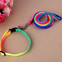 1Set Durable Nylon Rainbow 120cm Pet Dog Leash Walking Training Leash Cats Dogs Harness Collar Leashes Strap Belt Rope 2024 - buy cheap