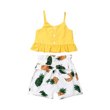 Conjunto de roupas fofas de verão para crianças e bebês meninas camiseta regata e short 2024 - compre barato