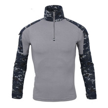 Mens Army Camo Long Sleeve Quick Dry T-shirts Tactical Combat Sports T-shirt Men Anti Uv 1/4 Zip Pullover Outdoor Hiking T Shirt 2024 - buy cheap