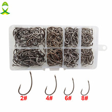 400pcs 8245 High Carbon Steel Carp Fishing Hooks Silver black Coated Circle Curve Shank Carp Hair Rigs Hooks Set With Box 2024 - buy cheap