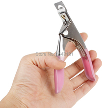 Cortador de unhas rosa de aço inoxidável, cortador de unhas de gel acrílico e falso, tesoura profissional para manicure 2024 - compre barato