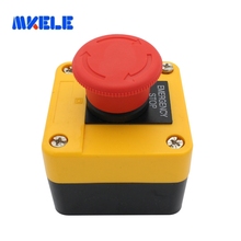 Botón pulsador de parada de emergencia, pulsador rojo con tapa de seta, resistente al agua, interruptor de botón de parada de emergencia NO + NC, caja de interruptor Makerele 2024 - compra barato