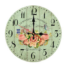 new fashion  wall clock wooden clocks home decor quartz watch modern circular single face flower sofa background stickers 2024 - buy cheap