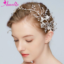 Amelie Handmade Bridal HairBand Delicate Crystal and Marquise Stones Rhinestone Chain Wedding Hair Vine for Prom Party Headpiece 2024 - купить недорого