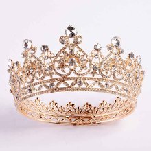 Coroa barroca de princesa para casamento, coroa alta retrô, formato de diamante, redonda, para noiva e princesa 2024 - compre barato