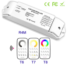 Nova chegada tipo de tensão constante multi-zona dimmer temperatura de cor rgbw controlador led receptor 12v 24v & rf remoto sem fio