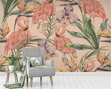 Beibehang Custom wallpaper mural fashion tropical flowers and plants plant rainforest flamingo background wall 3d wallpaper 2024 - buy cheap