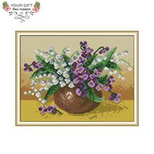 Joy Sunday-florero de lirio del valle, decoración para el hogar, punto de cruz, 14CT, 11CT 2024 - compra barato