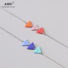 AMIU-Pulseras de cuentas MIYUKI hechas a mano para hombre y mujer, brazaletes triangulares de acero inoxidable, dijes, delicas, 2021 2024 - compra barato