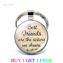 Best Friends Are The Sisters We Choose Friendship Quote Keychain Glass Dome Jewelry Key Chain Sister Keyring Pendant Women Gifts 2024 - buy cheap