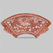 HJ-YS0115 Home Decoration Crafts Woodcarving Pendant High-quality Solid Wood Chinese Antique Fan-shaped Wall Hangings(80cm*40cm) 2024 - buy cheap