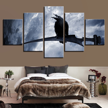 HD печать на стене модульные холст картины 5 шт. черная ворона стоячие на ветке и облаке Пейзаж Картины Декор Гостиная 2024 - купить недорого