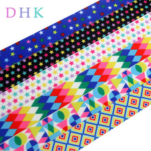 DHK 5yards stars plaid pattern printed grosgrain Ribbon Accessory hairbow headwear decoration Wholesale OEM DIY C1551 2024 - buy cheap