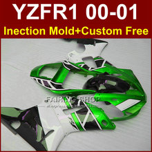 Partes corporales de plástico ABS para YAMAHA YZF1000, carenados de inyección, color verde y blanco, YZFR1 2000 2001 YZF R1 00 01 YZF R1, kit de carenado + 7 regalos 2024 - compra barato