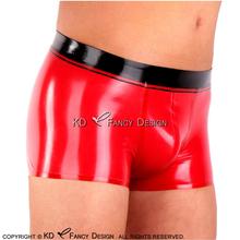 Red And Black Sexy Latex Boxer Shorts With Coarse Thin Stripes Underwear Rubber BoyShorts Bottoms DK-0156 2024 - buy cheap