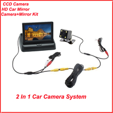 Cámara de visión trasera de coche, monitor de TV de alta resolución de 4,3 pulgadas, tft, lcd, con vista trasera de coche HD CCD, kit de cámara de aparcamiento de marcha atrás 2024 - compra barato