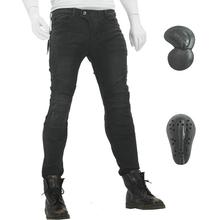 Calça jeans masculina para motocicleta, proteção para motocicleta, corrida de moto, motocross, protetor de joelho com 4 almofadas protetoras, 2019 2024 - compre barato