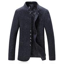 Chaqueta de traje para hombre, Blazer informal de moda de alta calidad, chaqueta de lana con cuello levantado para negocios, Otoño, 2019 2024 - compra barato