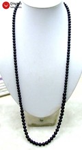 Женское Ожерелье с натуральным агатом Qingmos, черное ожерелье с круглым агатом 4-8 мм, ювелирные изделия 33 ", длинное ожерелье, nec5794 2024 - купить недорого
