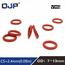 Anillo de silicona de color rojo, junta tórica de silicona/VMQ de 2,4mm de espesor OD7/8/9/10/11/12/13mm, junta de goma de arandela de sellado, 10 unids/lote 2024 - compra barato