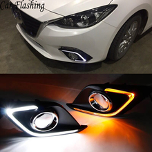 Conjunto de luzes led drl para mazda 3 axela 2014, 2015, 2016, 2 peças, pisca-pisca, luz diurna, com seta, capa para luz de neblina 2024 - compre barato