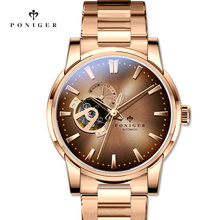 Luxo Marca Assista men Japão NH39A PONIGER SII 50M À Prova D' Água Relógio Mecânico Automático Relógios Homens Esqueleto Safira P519-8 2024 - compre barato