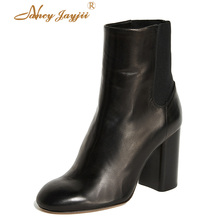 Nancyjayjii-Botines de piel sintética para mujer, botas de tacón grueso superalto, de alta calidad, para invierno 2024 - compra barato