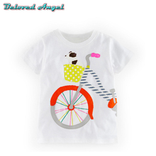 2019 Summer Boys Girls Dinosaur Pattern Short Sleeve T-Shirt Children 100% Cotton White Tops For Kids Cartoon Print Clothes 2024 - buy cheap