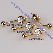 Mixeds 3 Size vertical hoop add your own charm belly ring  body piercing jewelry  Gold Colors Navel ring  30pcs/lot 2024 - buy cheap