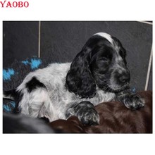 Pintura de diamantes completa quadrada, barata e spaniel britânica, mosaico de diamantes, cão 5d, faça você mesmo, bordado com strass, decoração 2024 - compre barato