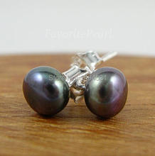 Pendientes de perlas naturales de agua dulce, joyería de perlas AAA de 5,5-6MM, Color negro, envío gratis 2024 - compra barato