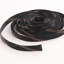 Diámetro 20mm revestimiento de alta densidad aislamiento 10M negro + oro Cable de protección Cable manga PET Nylon trenzado 2024 - compra barato