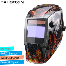 Pro Rechangeable Battery 4 Arc Sensor Solar Auto Darken/Shading Grinding Tig Arc Big View Welding helmet/Welder Goggle/Mask/Cap 2024 - buy cheap