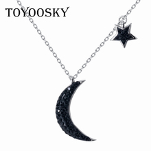 Женское Ожерелье с кулоном TOYOOSKY, ожерелье из серебра 925 пробы с черной Луной и звездой, индивидуальная цепочка, ювелирные изделия 2024 - купить недорого
