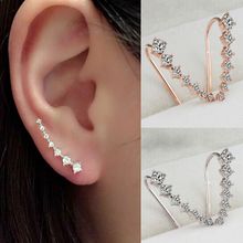2020 New 1 Pair Fashion Jewelry Rhinestone Stud Earrings For Women Hot Clip Piercing Gold Sliver Color Cuff Earrings Women Gifts 2024 - buy cheap