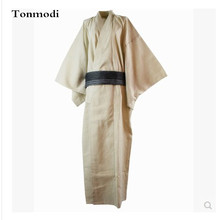 Pajamas Kimono 100% Cotton Woven cloth Men long kimono design bathrobes Robe Mens Gown 2024 - buy cheap