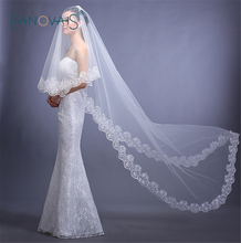 In stock Wedding Accessories Lace Edged Bridal Veil 2016 3 Metres Bridal Veil Fashion White/Ivory Wedding Veil V01 2024 - buy cheap