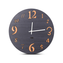 European Style Mute Wooden Round Wall Clocks Creative Hanging MDF Wood Watch Living Room Home Decor Clock Modern Design 12 Inch 2024 - buy cheap